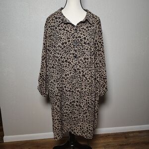 Catherines Animal Print Shirt Dress/Blouse 2X